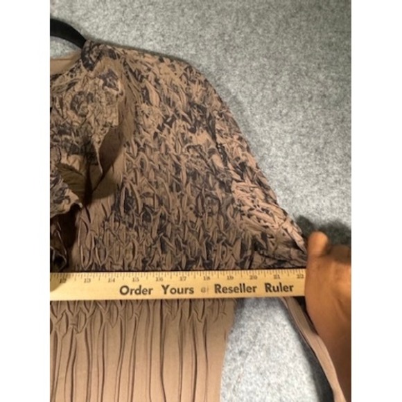 Ness Blouse Medium Brown Regency Ruffle Neck Long Sleeve Button Down retro - Picture 4 of 7